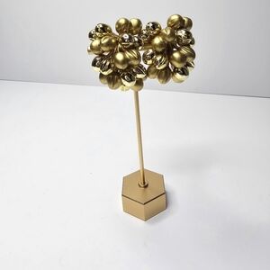 Womens VTG Multi Gold Cluster Clip On Statement Earrings Fashion Jewelry